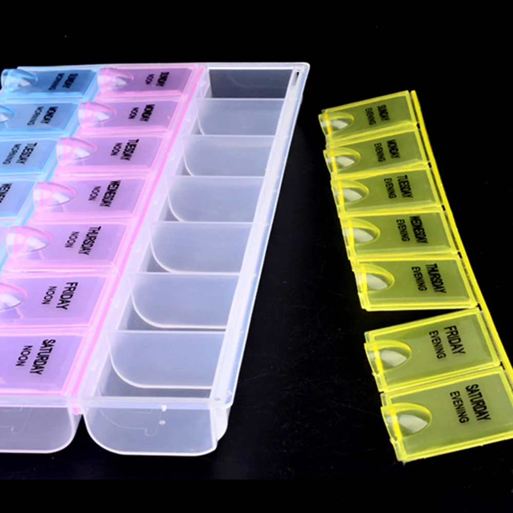 

Mini Pill Box Organizer Tablet Holder 4 Row 7 Days Weekly Medicine Container Organizer Case Earrings Drugs Storage Organizer