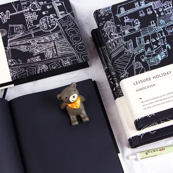 

Diary sketch book A5 creative black page 128 pages 256 sides blank black page sketch book diary for painting doodle notebook