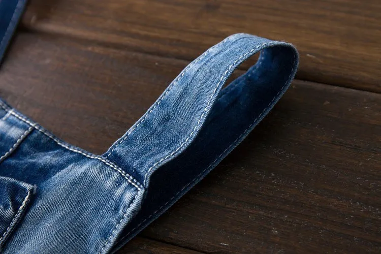 bonito doce moda lavado jeans denim macacão
