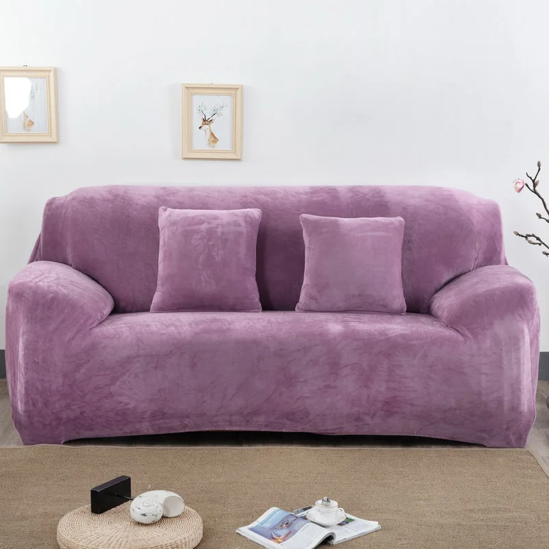 Сплошной цвет плюшевый стрейч секционный диван Чехлы все включено Полиэстер Эластичный чехол для дивана диван полотенце диванная подушка Slipcovers28 - Цвет: Color 1
