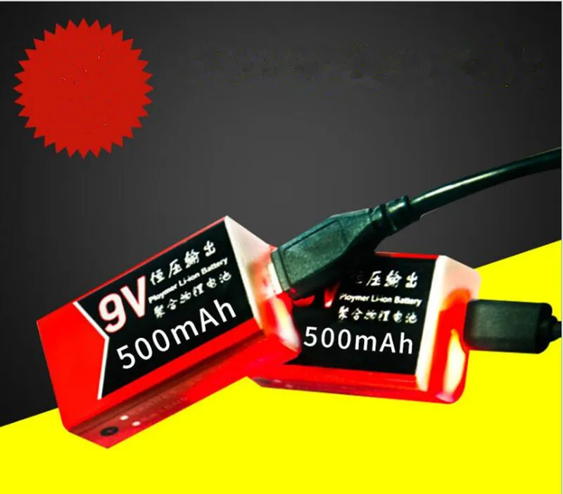 

1PCS 9V Battery 500mAh micro USB Rechargeable Lipo Battery 9V Battery