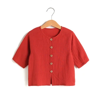 

Thin Linen Girls Cardigan Summer Clothes For Kid Three-quarter Sleeve Kids Clothes Baby Cardigan Cotton Outer Wear moda infantil
