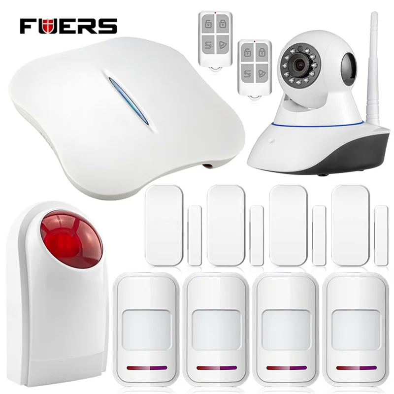 

Fuers WiFi wireless PTSN Voice Home Burglar Security Alarm system + IP Camera + Flash Siren IOS Android APP control