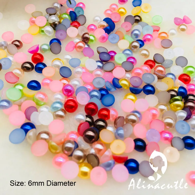 

18g 4mm 6mm half mix color round flat pearl Stone Sticker Creative DIY handmade Art Crafts Scrapbooking Stickers pearl