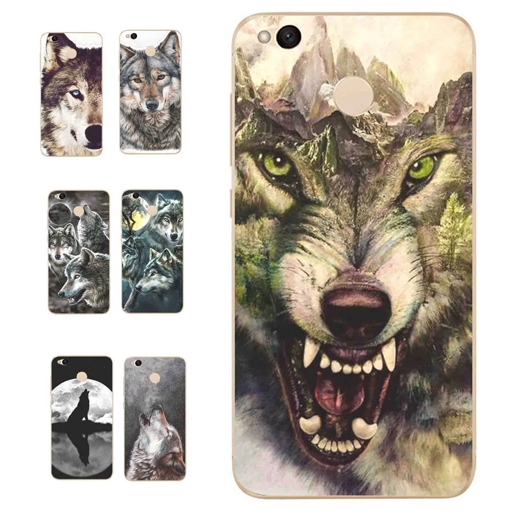 MLCRIYG Soft Phone Case For Xiaomi Redmi 4X TPU Colorful Animal Wolf Cool Cases Cover Painted Design Fundas B104 |