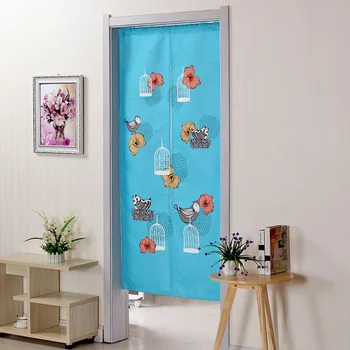 

new Door Curtain for Living Room Bedroom Door Decor Blue Bird Bathroom Kitchen half Doors Curtains Fabric Tube Curtain AA38