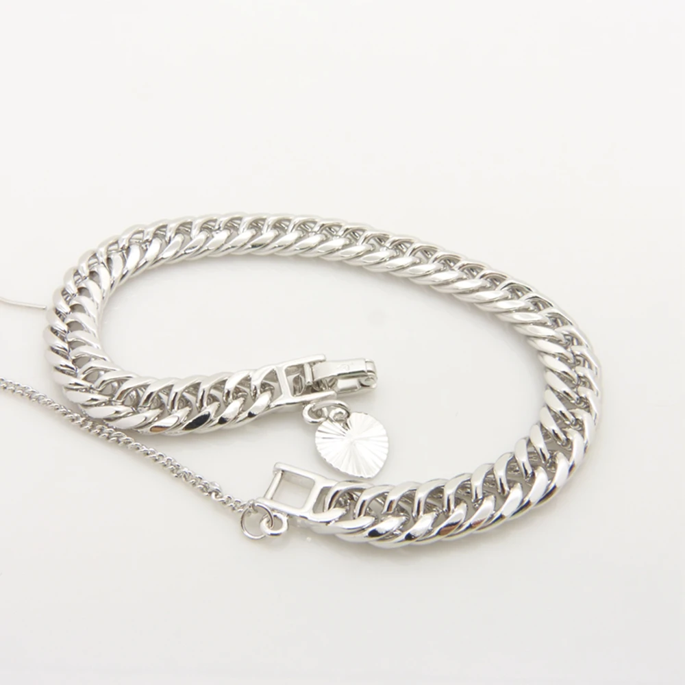 Us 8 81 32 Off 8mm Wide Double Curb Bracelet White Gold Filled Solid For Women Men In Chain Link Bracelets From Jewelry Accessories On Us 8 81 32 Off 8mm Wide Double Curb Bracelet White Gold Filled Solid For Women Men In Chain Link Bracelets From Jewelry Accessories On