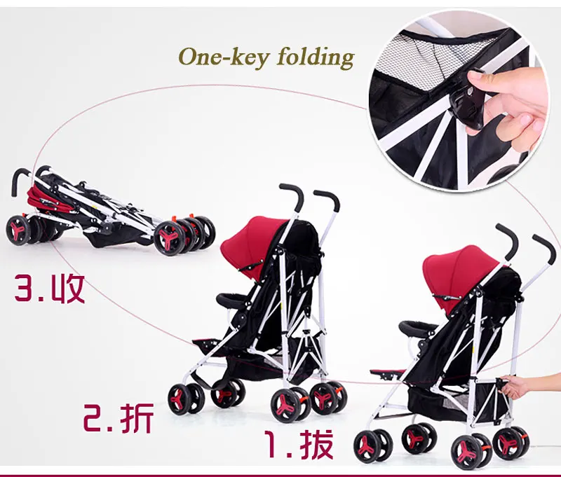 Супер легкая мини маленькая складная детская коляска зонтик Детский свет-лампочка амортизатор портативный дорожный автомобиль складной стул