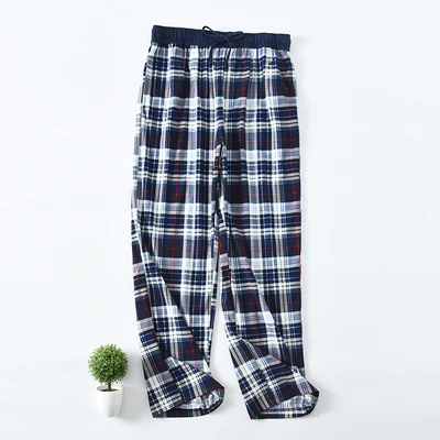 Мужские пижамные штаны, брюки, свободные домашние штаны для сна, бархатные Тонкие штаны, теплые брюки осень-зима - Цвет: Black white grid Red