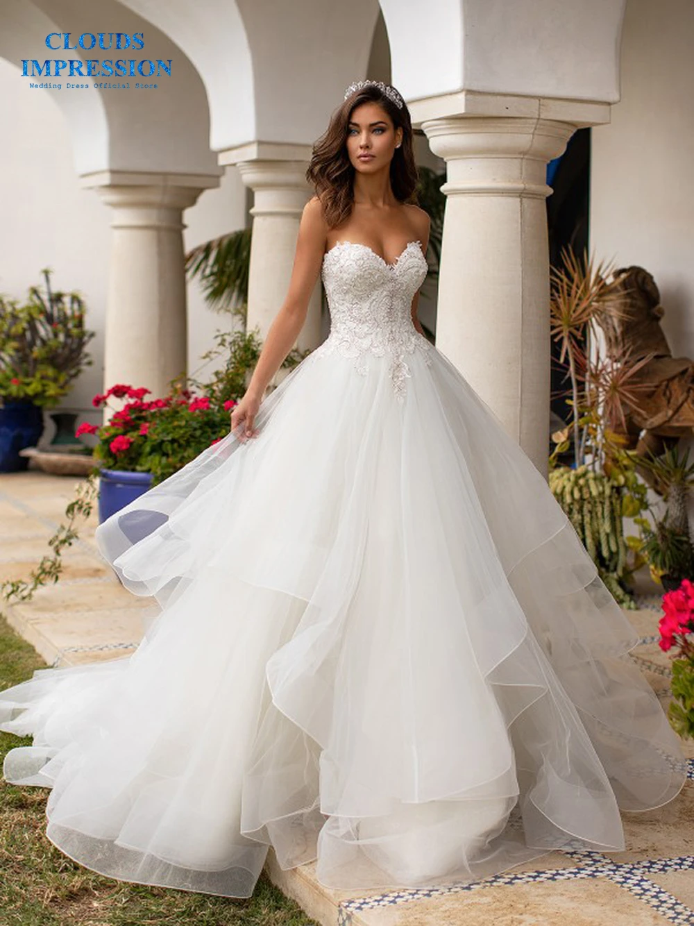 

Sexy Backless Vestido De Novia Lace Sweetheart Ball Gown wedding dress 2019 Bride Tulle Dress Plus Size