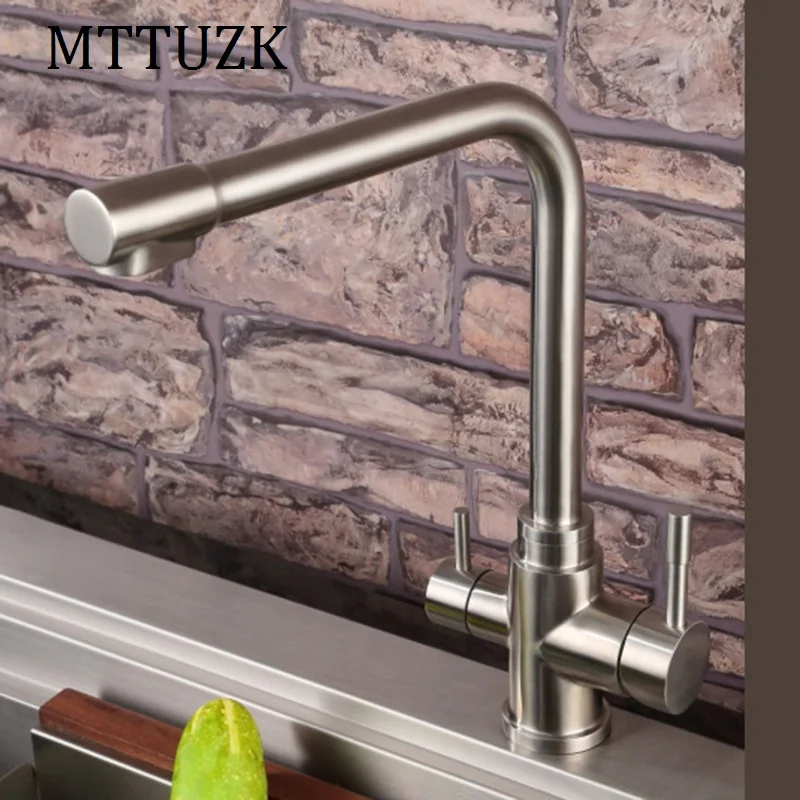 MTTUZK 304 stainless steel brushed Kitchen Faucet Hot&cold Pure Water