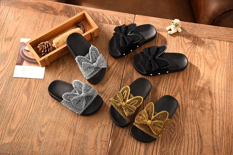 Тапочки детские летняя обувь для девочек Дети Черный