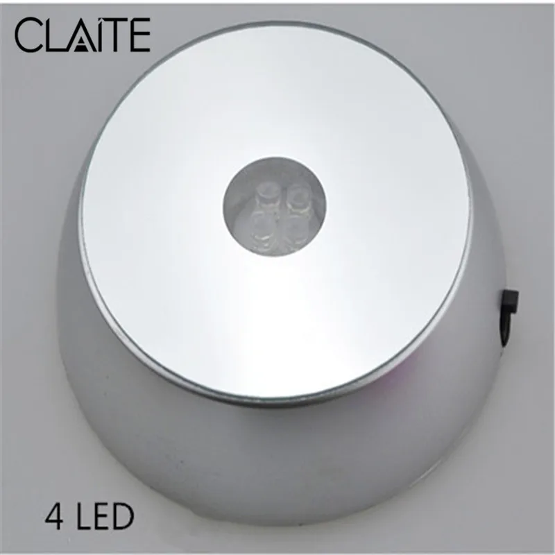 Unique Silver Crystal Crafts 4 LED LED Light Display Laser Round Stand Base