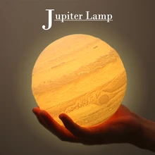 Lámpara de Júpiter con impresión de luz en 3D, lámpara de tierra colorida, lámpara de Luna recargable, cambio táctil, luz Led Usb de noche, decoración del hogar, regalo creativo