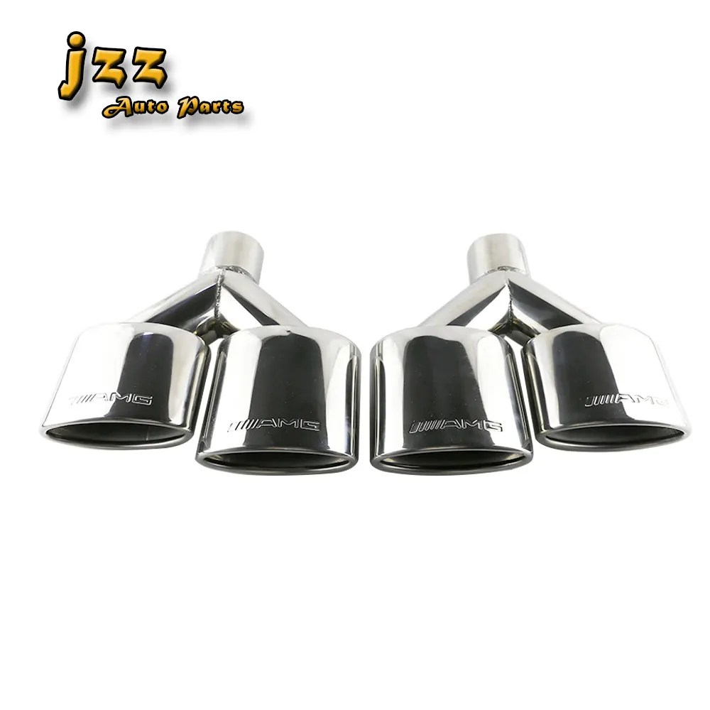 

1set(2pcs) Stainless Steel Car Silence Exhaust Pipe Double Slant Rolled Tailpipes Muffler Tails Tip
