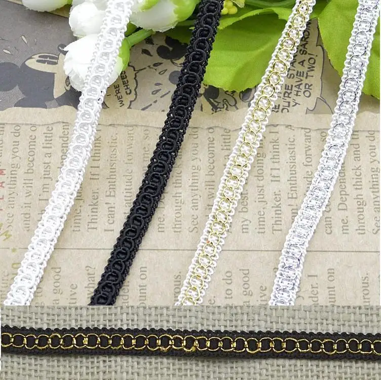 

100meter Gold Silver Bullion Ribbon Diy Accessory Black Wavy Cluny Webbing Garments Hair Decorations Lace Stiching Tape Trimming