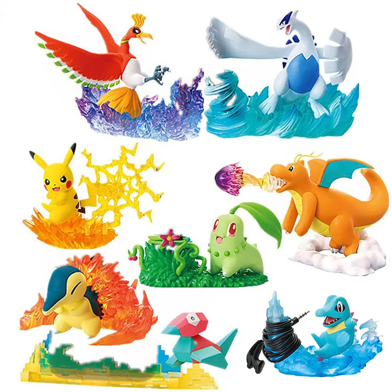 8 шт./компл. аниме персонаж Charizard Chikorita Lugia фигурка игрушки дети подарки pkm в бою