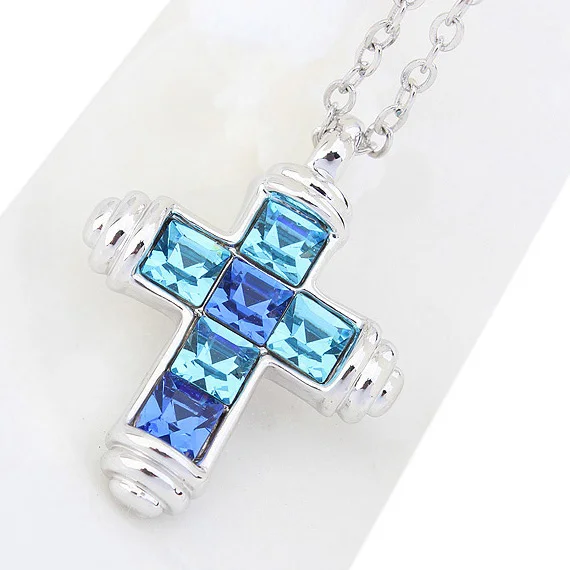 Новые оригинальные кристаллы от Swarovski крест ожерелье Иисус Дева Мария цепь кулон