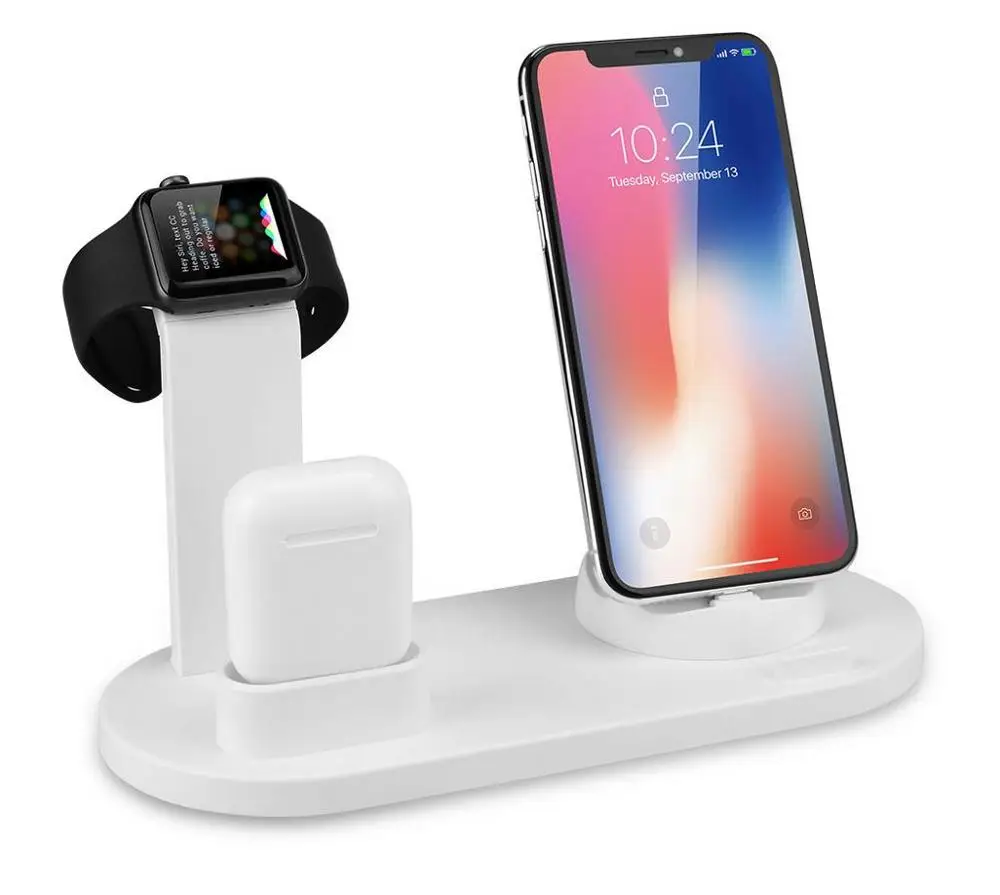 Быстрое зарядное устройство 3 в 1 для Apple Watch iPhone 8 7 6 plus X XR Airpods вращающаяся док