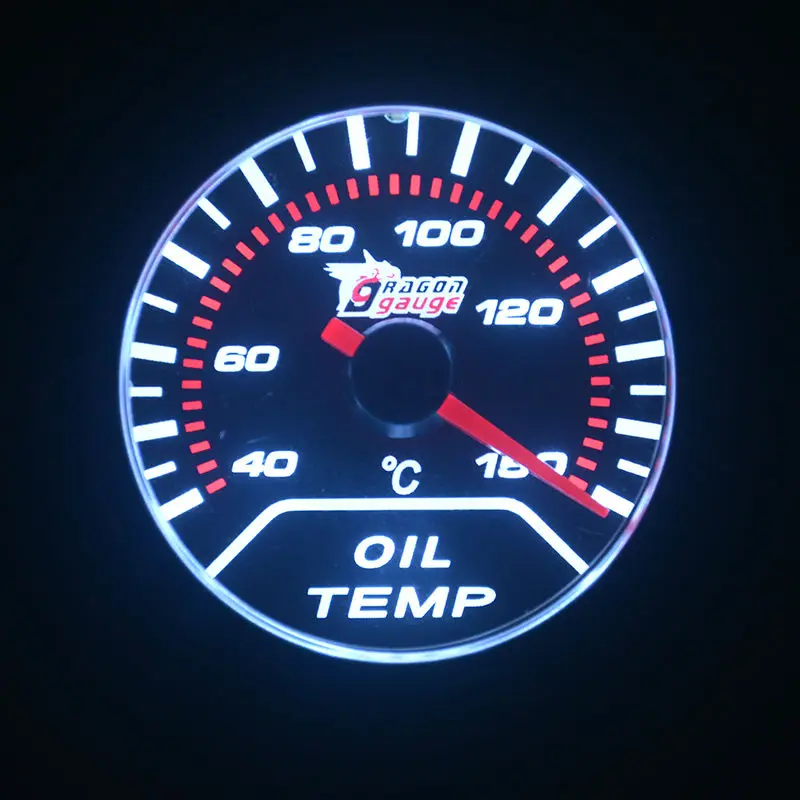 52 mm Pointer type car Modified Oil temperature meter white Backlight With sensor Oil temp gague