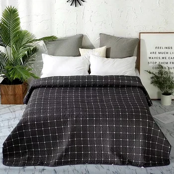 

Black White Plaid Printed Simple European Soft Summer Blanket Quilted Coverlet/ Bedspread/Quilt/Summer Duvet 1PC #sw