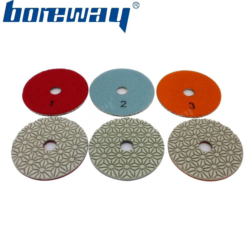 Boreway 4inch Granite Stone 3 Step Abrasive Tools Diamond Polishing