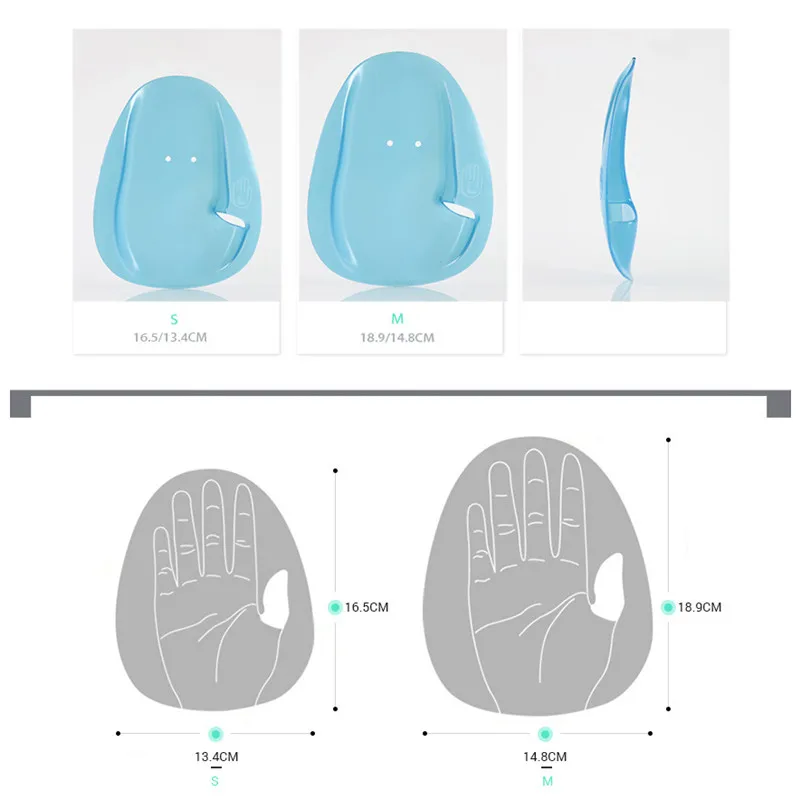 2pcs Silicon Swimming Paddles Stroke Professional Hand Paddle Water Sports Swimming Training Accessories S/M Size for Kids Adult