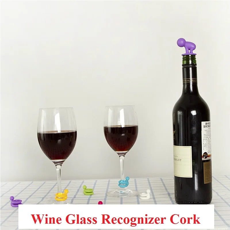 7 шт./компл. силикагель креативный цвет ful Little Man Wine Glass знак узнаватель винная