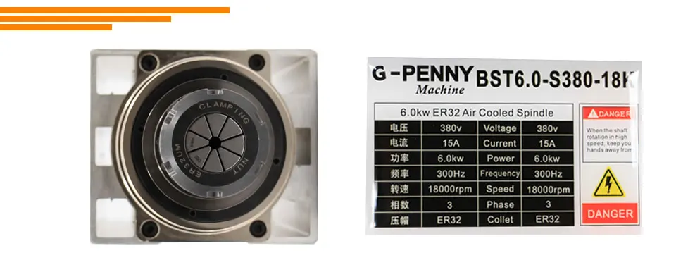 G-PENNY 6.0KW двигатель шпинделя с воздушным охлаждением ER32 300 Гц 220 В/380 В без монтажного фланца 4 шт Керамические шариковые подшипники 0,01 мм точность