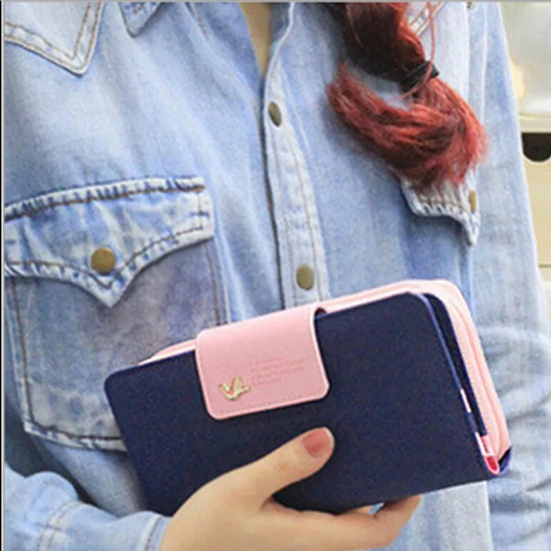  2016 Candy Color Classic Cute Women's Wallet Button Leather Faux Clutch Lady Purse Long Handbag High Quality Card Holder N819 