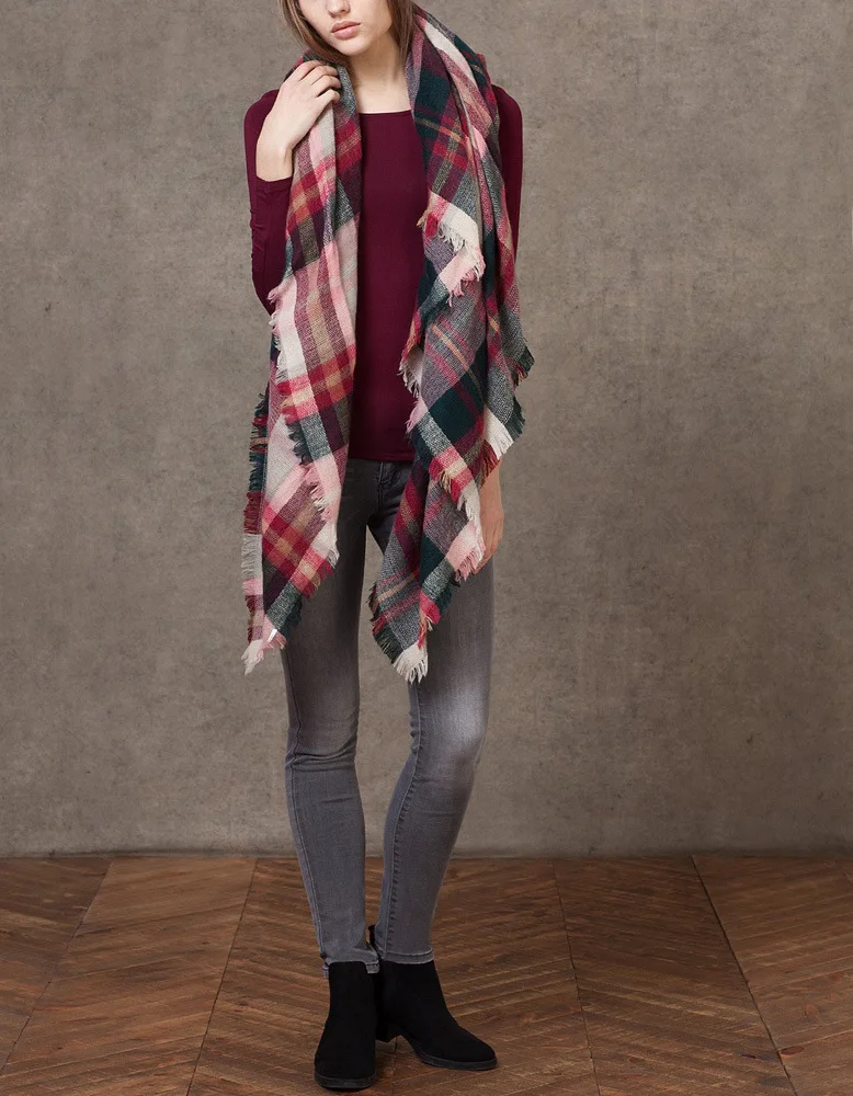 font b Tartan b font Scarf Plaid Scarf New Designer Unisex Acrylic Basic Shawls Women