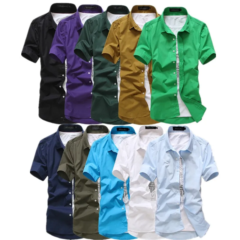 Mens Short Sleeved Dress Shirts Slim Fit Cotton 15 Colors Spring Summer casual short sleeved shirt,short sleeved shirt