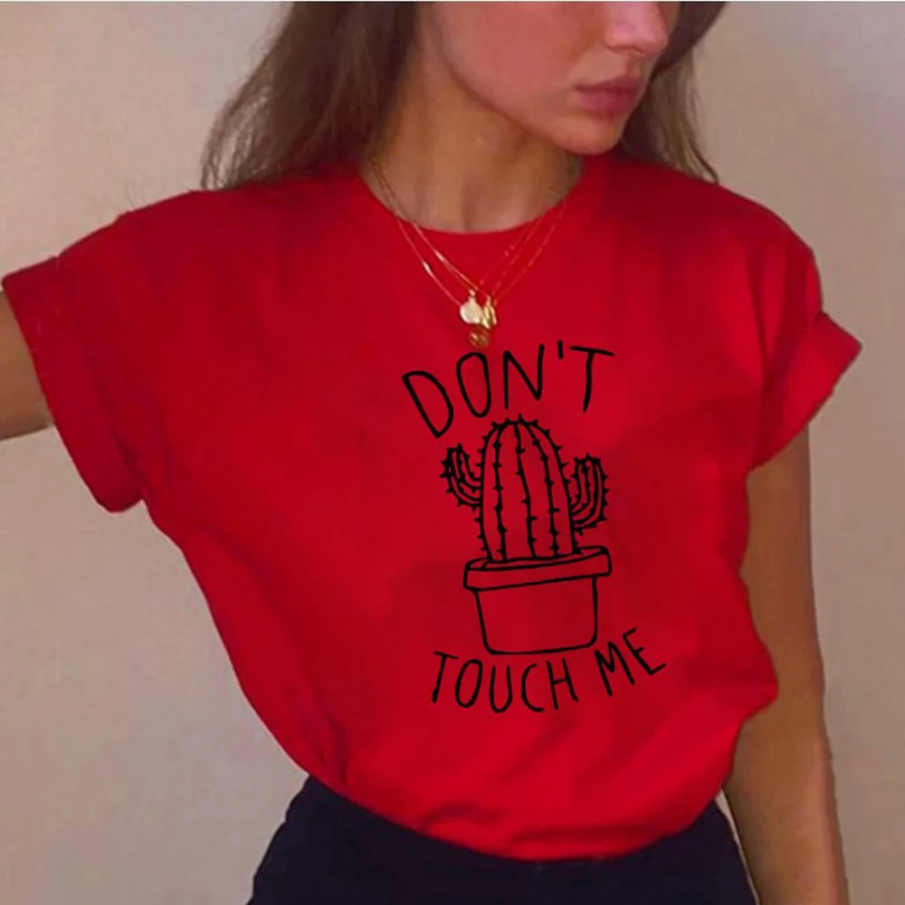 

Don't Touch Me Cactus Print T-shirt Summer Harajuku Streetwear Black Tshirt Tops Women's Vintage Black White Red Tshirt Tops