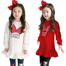 Модный детский костюм с Минни Маус на весну-осень рубашка с длинными рукавами красного и белого цвета+ леггинсы Детская одежда для девочек 2-8 лет