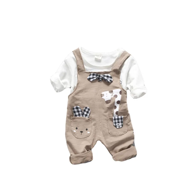 

Baby Cartoon Giraffe Clothes Set Casual Overalls + T-shirt Baby Boys Girls Soft Clothes Set Children Clothing