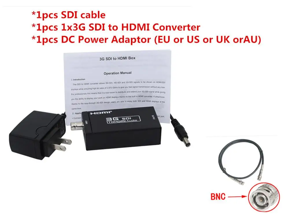 Розничная мини HD 3g SDI в HDMI конвертер адаптер Поддержка HD-SDI/3G-SDI сигналы, показывающие на HDMI дисплей - Цвет: sdi cable