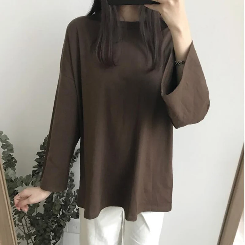 Женская футболка 2018 модные блузы в Корейском стиле Ulzzang Harajuku длинная женская