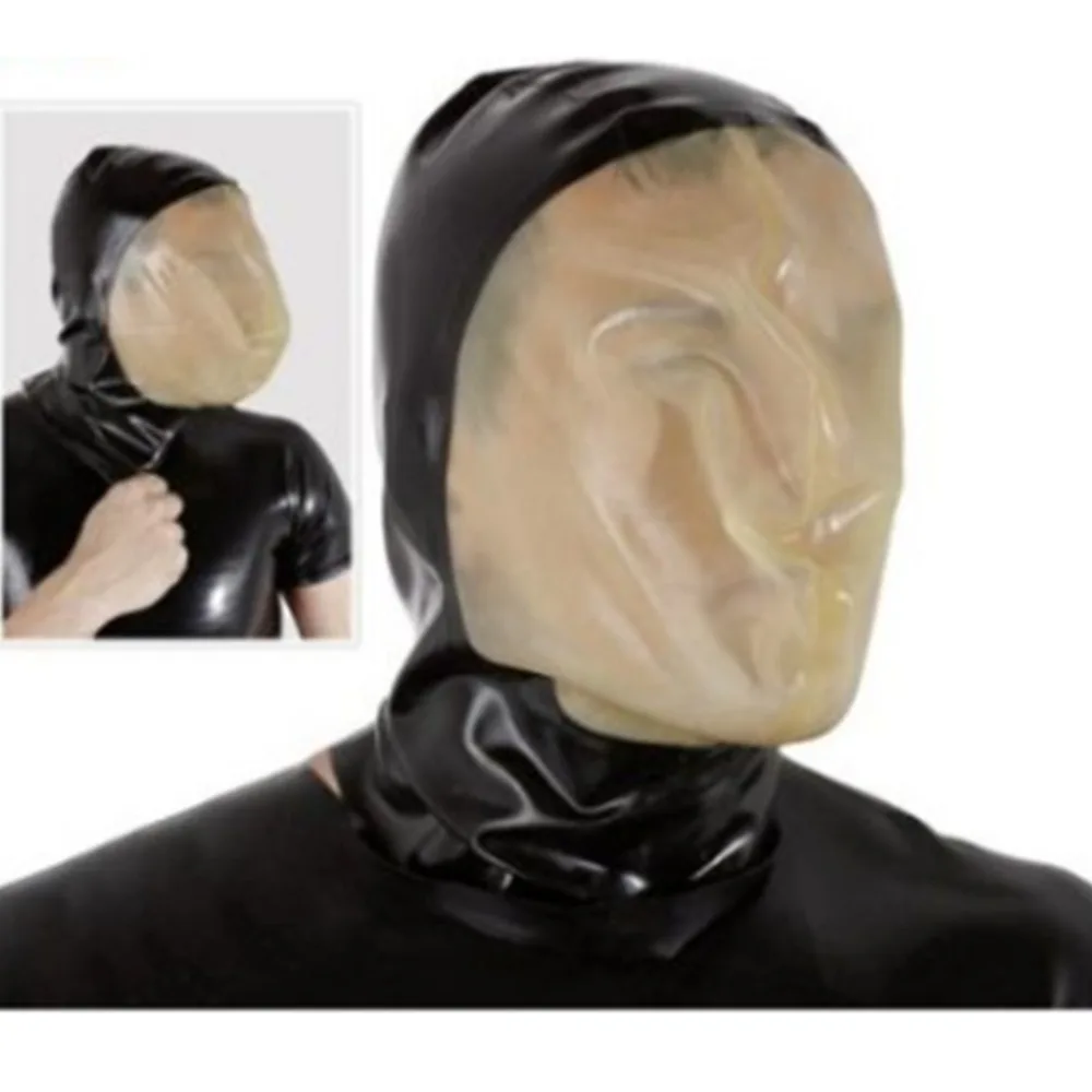 

100% Latex Hood Mask Rubber Vacuum Mask with Zip on Back for Party