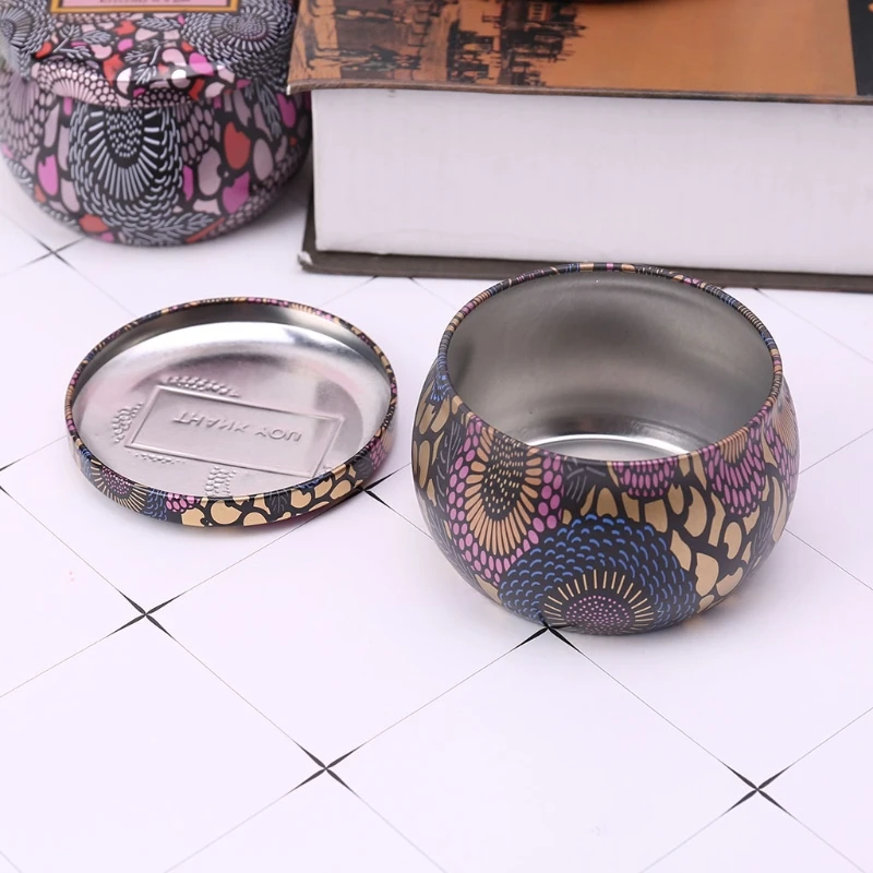 Ретро круглая жестяная коробка для хранения чайных конфет Ювелирная монета Контейнер Чехол подсвечник свадебный подарок