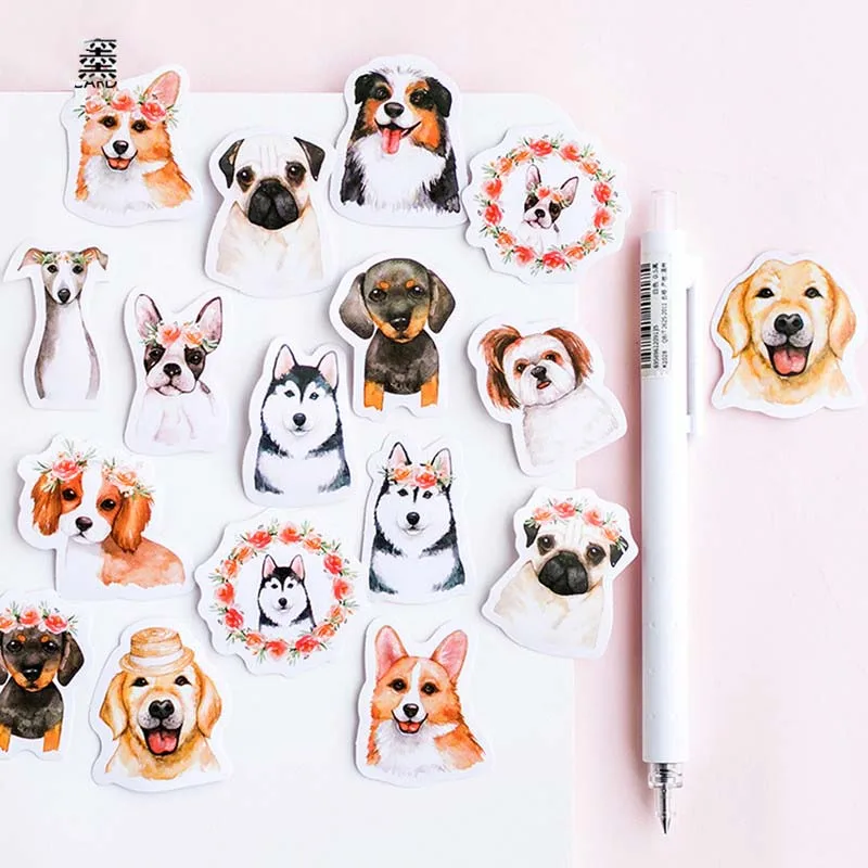 

46pcs Kawaii Pet Dog Husky Golden Retriever Bulldog Stationery Stickers Srapbooking Album DIY Adhesive Label School Supples