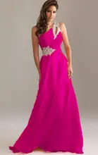 Vestido De Festa Longo Pink Formal Long Evening Dresses 2017 New Arrival One Shoulder Chiffon Robe De Soiree Abendkleider OL330