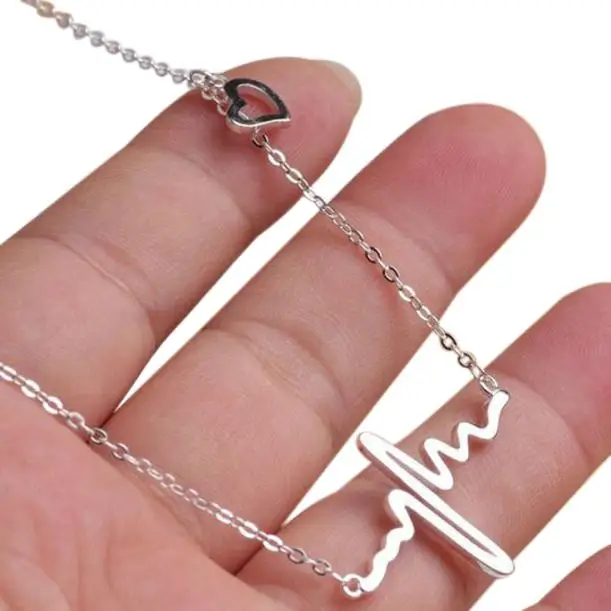 Новинка, женское ожерелье с ритмом сердца и сердечком, ожерелье с подвеской в форме сердца, ювелирное изделие, подарок, ожерелье FN70 - Окраска металла: Silver