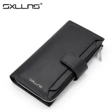 Sxllns Rindleder Mann Brieftasche Marke Mens Wallet Leder Echten Europäischen und Amerikanischen Stil Männer Brieftaschen Kupplung Taschen männer Geldbörsen