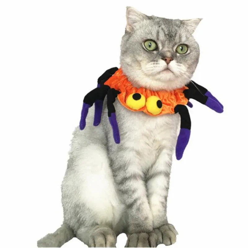 Котенок щенок паук Форма воротник Хэллоуин забавные собаки кошки воротник для маскарада вечерние костюмы на Хэллоуин шеи рукав аксессуары