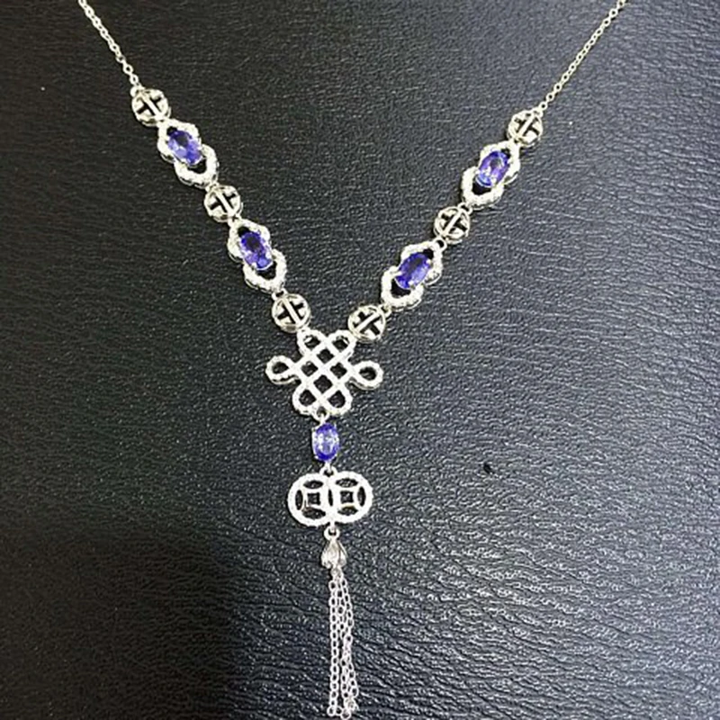 

2017 Collier Collares Qi Xuan_Fashion Jewelry_Blue Stone Necklaces_s925 Solid Silver Fashion Necklaces_Factory Directly Sales