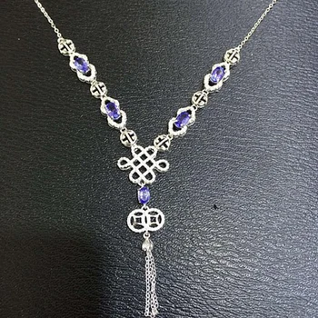 

2017 Collier Collares Qi Xuan_Fashion Jewelry_Blue Stone Necklaces_s925 Solid Silver Fashion Necklaces_Factory Directly Sales
