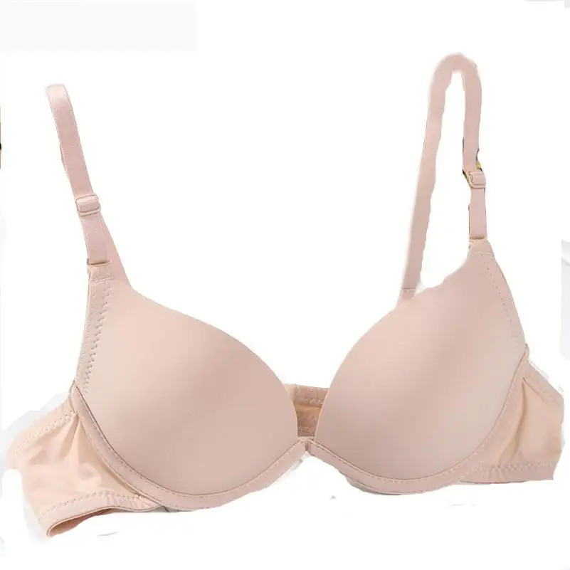 

Beige color boost chest women bra support chest brassiere push up bra thin cup lovely sexy bra top small chest sexy women bra