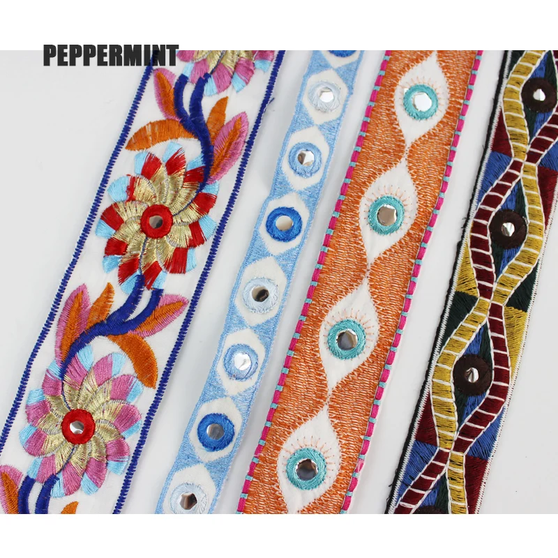 

1yard Ethnic Trim Embroidered Webbing DIY Handmade Sewing Net Yarn Ribbons Clothing Decorative Lace Trim