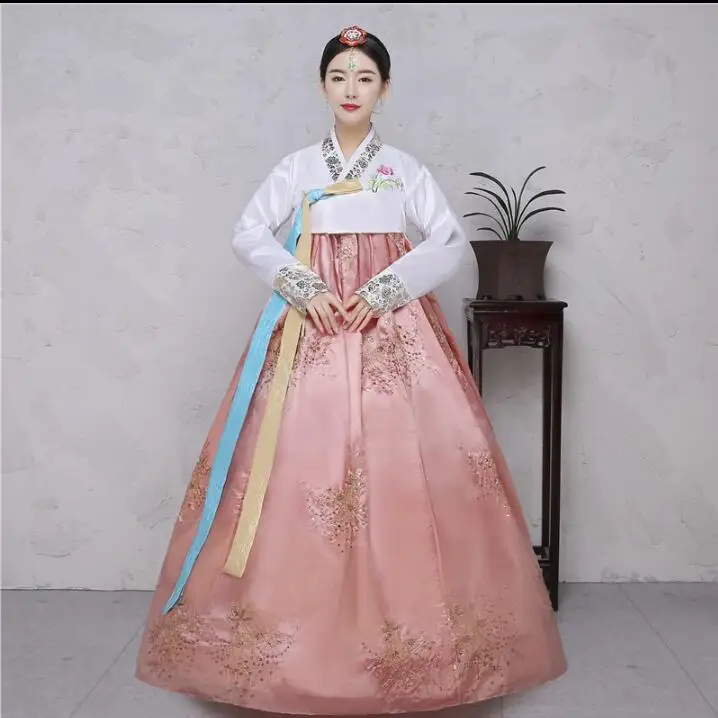 4 цвета с блестками корейский традиционный костюм женский элегантный корейский ханбок платье