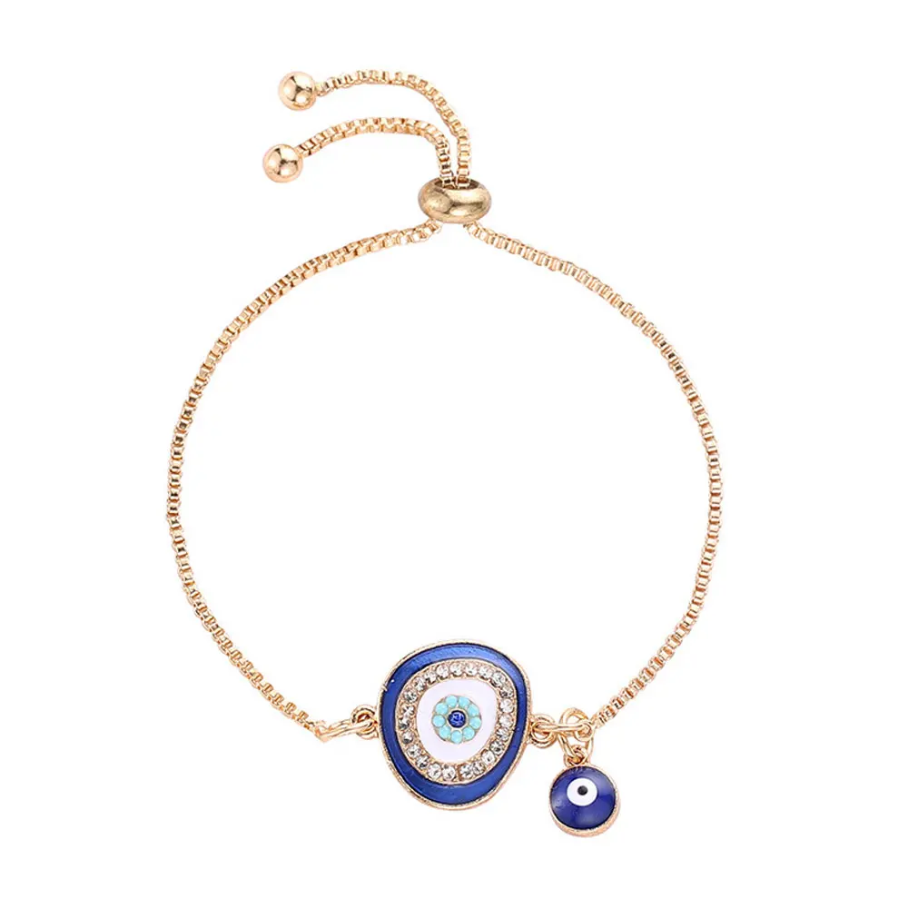 Модные очаровательные Злой Глаз золотая, Серебряная цепочка браслеты для женщин ювелирные изделия подарок женские браслеты Acier неокисляемые вечерние подарки - Окраска металла: 10076